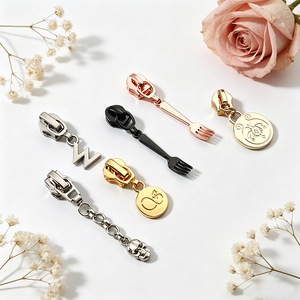 Custom Metal Zipper with Custom Logo Zinc Alloy Zipper <b>Puller</b> Embossed Zipper Pull Tab for Garment Handbag Hardware - Product Image 1