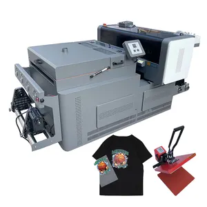 All in one 45 cm - 60 cm a2 a3 a4 pet film size dtf printer 60cm 30cm with powder n shaker & dryer oven system and dual x2 i3200