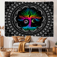 Tapisserie murale Mandala en polyester, décoration murale, impression HD, résistante à la décoloration, vente en gros, lavage à la main, style bohème