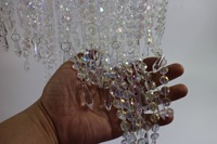 Lustre suspendu en métal argenté avec perles acryliques pour plafond haut, éclairage LED, décoration de mariage, de fête, de salle de réception