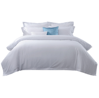 Ensemble de literie personnalisé de luxe extra doux 350TC blanc satiné grand format respirant moderne toutes saisons 4 pièces draps de lit et drap de couverture