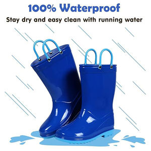 Bottes de <span class=keywords><strong>pluie</strong></span> imperméables en caoutchouc pour enfants en bas âge, garçons et filles, couleurs vives, poignées faciles à enfiler, chaussures de <span class=keywords><strong>pluie</strong></span> d'extérieur - Product Image 4