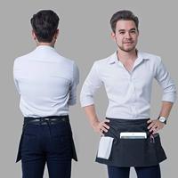 Tablier de Serveur Unisexe en Toile avec Ceinture, Imprimé Sérigraphié Noir, pour Bistro, Serveur de Restaurant, Chef