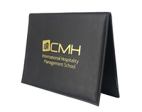 Couverture de certificat de titulaire de diplôme en cuir PU avec logo estampillé personnalisé avec nom de l'école