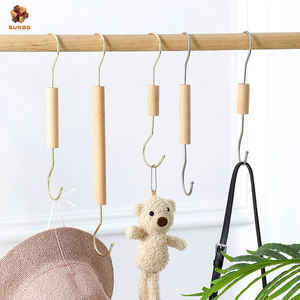 SUNBO بالجملة حلقة خشبية صلبة معلقة حلقة وشاح متعددة الوظائف سجل اللون S هوك شماعات - Product Image 6