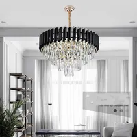 Europeo de Diseño de lujo lámpara colgante Hotel Casa salón comedor decoración de la habitación de marco negro con K9 candelabro de cristal