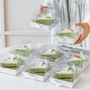 Emballage de pâtisserie en carton de 3 pouces de haute qualité boîtes à gâteaux de boulangerie jetables imprimé Mini fond en papier Kraft avec couvercle transparent en PET - Product Image 3