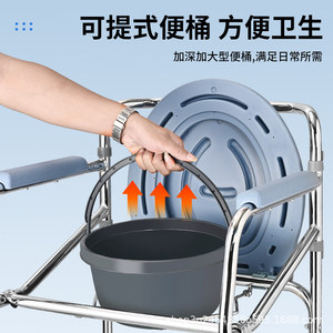 Electroplated Commode <b>Chair</b> Stainless Steel With Armrests For Elderly And Disabled Home Use <b>Portable</b> Toilet <b>Seat</b> - Product Image 3