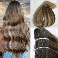 Extensions de cheveux humains Remy non pliables à double trame, 100 grammes, 22 pouces, couleur piano, trame cousue à la machine