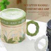 Mug à café en céramique à paroi simple avec couvercle, motif floral, 400 ml, pour la maison, le bureau, usage quotidien
