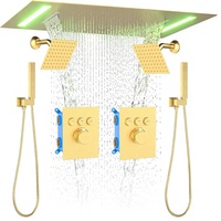 Système de douche cascade Homedec avec fonctions 2-en-1, pommeau de douche rectangulaire LED 14x20 pouces et double douchette à main de 6 pouces