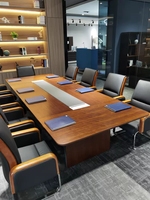 Bureau de direction moderne haut de gamme avec armoire, structure en bois et dessus en cuir - Mobilier de direction écologique