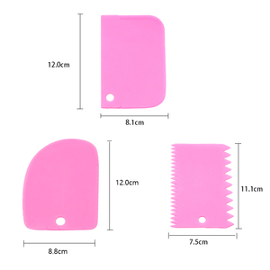 Bánh công cụ 3 miếng nhựa bột dao Icing <span class=keywords><strong>fondant</strong></span> scraper trang trí đồng bằng mịn lởm chởm - Product Image 3