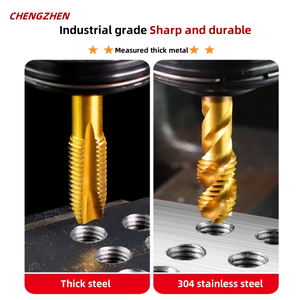 Broca de tornillo con recubrimiento de nitruro de titanio HSS, broca de rosca de flauta recta en espiral, herramientas manuales para corte de rosca - Product Image 5
