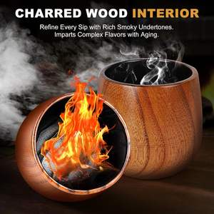 Verres à whisky élégants, Cadeaux pour amateurs <span class=keywords><strong>de</strong></span> whisky, Verres à bourbon en bois carbonisé, Tasses à thé en bois, Verres à bourbon, Tumblers à whisky - Product Image 3