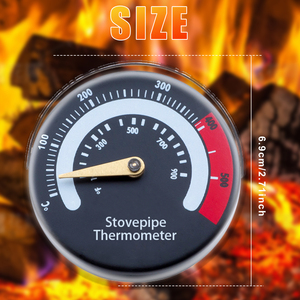 Thermomètre pour poêle à <span class=keywords><strong>bois</strong></span> Thermomètre à tuyau magnétique pour poêle, cheminée et jauge de température de cheminée - Product Image 2