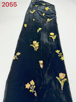 Fond en velours petites fleurs + tissu à paillettes Cheongsam brodé de paillettes colorées
