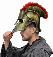 Casque Spartan en Gros, Coiffe de Guerrier Romain Gladiateur avec Plumes, Accessoire de Fête pour Halloween et Événements Médiévaux Cosplay