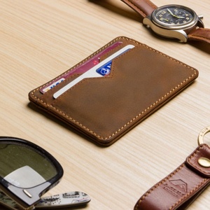 Credit <b>Card</b> <b>Holder</b> for Men Minimalist Genuine Leather Full Grain Slim Business <b>Card</b> Clip Closure Office Use - Product Image 5