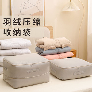 Nueva bolsa de almacenamiento para edredones Loulan, gran capacidad, comprimible, a prueba de humedad, para uso en el hogar y el dormitorio, poliéster gris, ligero - Product Image 1