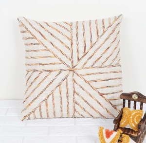 Funda de Cojín con Flecos de Color Amarillo Mostaza y Marfil, Textura Tufted a Mano, Estilo Boho, Decoración Suave para el Hogar, Precio al por Mayor - Product Image 1