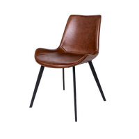Chaise de salle à manger en cuir véritable, pivotante, sans accoudoirs, avec structure métallique, style italien minimaliste, luxe léger HD-5802