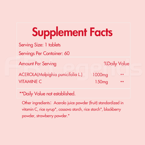 Extracto de Acerola Orgánica, 1000 Tabletas de Vitamina <span class=keywords><strong>C</strong></span> con Zinc, Suplemento Antioxidante para la Piel, Tabletas Masticables - Product Image 4
