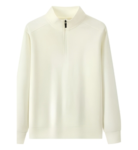 Sudadera al por mayor con cremallera de un cuarto, de algodón y forro polar, con estampado en relieve para marcas de moda masculina - Product Image 1