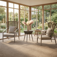 Ensemble de salle à manger moderne pour restaurant, directement de l'usine, mobilier d'extérieur en métal et rotin tressé, table et chaises de jardin