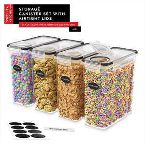 4L 6-piece Set Airtight Plastic <b>Storage</b> <b>Boxes</b> & Bins Pantry & <b>Kitchen</b> Organize Container for Cereal Flour Pasta Nuts Dried Goods - Product Image 4