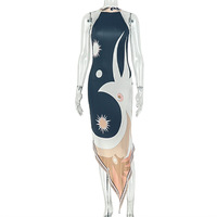 Robe longue maxi décontractée d'été pour femme, élégante, sans manches, imprimée, asymétrique, tendance 2026