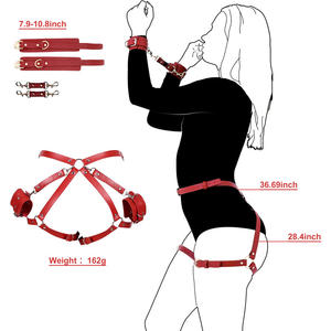 Punk Sexy Harnas Bodychain Bdsm Lederen Jarretellegordel Met Handboeien Fetish <span class=keywords><strong>Bondage</strong></span> Kleding - Product Image 3