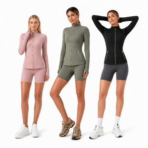 USA Oversea Warehouse <b>Yoga</b> Set Breathable Lightweight Women's <b>Yoga</b> <b>Jacket</b> <b>Yoga</b> Top Women Tracksuit with Gold Zipper Gym Fitness - Product Image 5