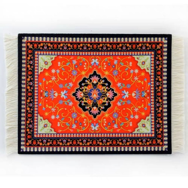 Bohemian Persian Style Color Rug Mouse Pad Pack Woven Carpet for Table Décor & Custom Mini Coffee Mug Mat