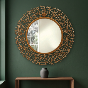 Round Metal Wall <b>Mirror</b> with Bohemian Wire Frame Design Handmade Decorative Circular Framed Edge for Living Room Bedroom - Product Image 6