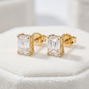 Luxury 1CT Emerald Cut Lab Grown Diamond Claw Prong Solitaire <b>Stud</b> <b>Earrings</b> Custom 18K Gold Synthetic Diamond <b>Stud</b> <b>Earrings</b> - Product Image 1