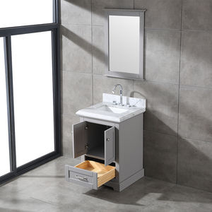 Meuble de salle de bain à vasque simple de 24 pouces de style transitionnel fabriqué au Vietnam, armoire blanche avec comptoir en marbre de Carrare et miroir - Product Image 6