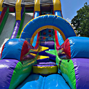 Dual lane giant outdoor party jumpers X run mega challenge inflatable dry <b>slide</b> for kids - Product Image 3