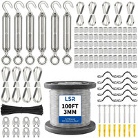 Kit de Tensor de Cable de Acero Inoxidable 304 de 100 Pies, Cable de Aviación Recubierto de Vinilo, Juego de Cables de Alambre de 7 Hilos