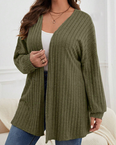 Nuova Giacca in Maglia da Donna Autunno-Inverno, Manica Lunga, Tinta Unita, Scollo a V, Stile Cardigan, Moda Plus Size - Product Image 5