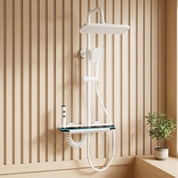 Ensemble de douche de luxe moderne avec logo personnalisé, corps en laiton, 4 fonctions, jet pluie, injection d'air, bouton piano et jet corporel numérique