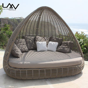 Modern <strong>Outdoor</strong> Rattan Sun Bed Aluminium Frame Chaise Lounge Garden Patio Hotel Pool <strong>Daybed</strong> <strong>With</strong> <strong>Canopy</strong> - Product Image 2