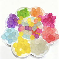 Perles rondes en acrylique givré, couleur pastel caoutchoutée mate, perles intercalaires lâches pour la fabrication de bijoux, bracelets et colliers