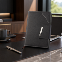 Carnet d'affaires en cuir PU avec logo personnalisé, patchwork ondulé, fermoir métallique incliné, reliure cousue, journal, cadeau d'entreprise, agenda
