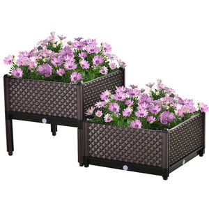 VERTAK 2-Piece Elevated <b>Planter</b> Box Set PP Material <b>Raised</b> Garden Bed with Drainage Holes for Balcony Patio Gardening - Product Image 2