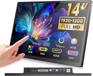 จอภาพแบบพกพาขนาด <span class=keywords><strong>14</strong></span> นิ้ว FHD พร้อมหน้าจอสัมผัส รองรับพอร์ต HDMI VGA DVI ใช้งานร่วมกับแล็ปท็อป พีซี PS5/4 อุตสาหกรรม จุดขาย และตู้คีออสก์ - Product Image 5
