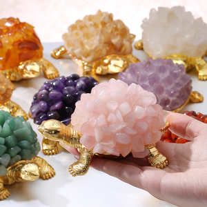JD GEMS Vente en gros de pierres naturelles <span class=keywords><strong>Améthyste</strong></span> Tortue Artisanat Fengshui Cristal de guérison Tortue Figurine pour la décoration de la maison - Product Image 3