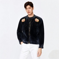 MOQ : 1 pièce |   Veste thermique personnalisable en fausse laine, faite à la main, avec sequins tête de tigre, collection automne-hiver 2025, style industriel français