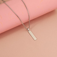 Pendentif rectangulaire vide en acier inoxydable personnalisable avec logo, multi-tailles, étanche, pour dropshipping, avec chaîne à maillons