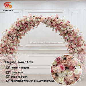 Arche de fleurs artificielles rose à une seule face, très vendue, 8 pieds, support d'arche de fleurs pour la décoration de mariage - Product Image 4